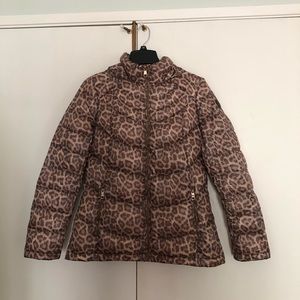 Calvin Klein Leopard Print Hooded Packable Premium Down Jacket